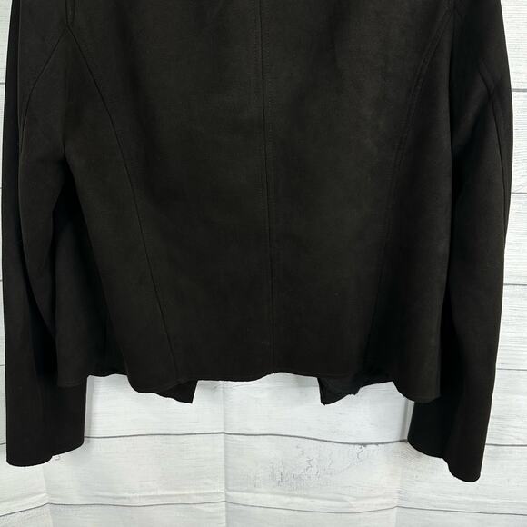 Kut from the Kloth Womens size M Faux Suede Boho Jacee Draped Moto Jacket Black - Picture 8 of 11